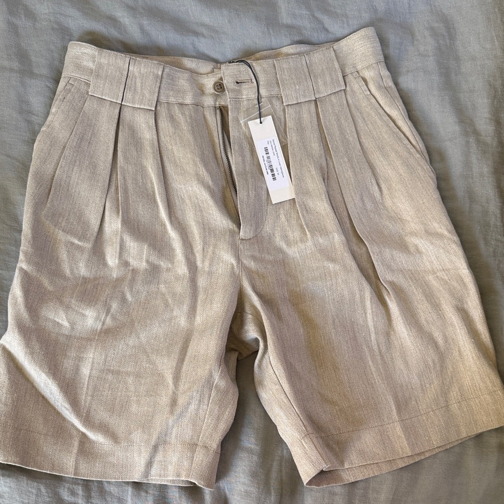 Alex Mill linen Beige Pleated Shorts 30